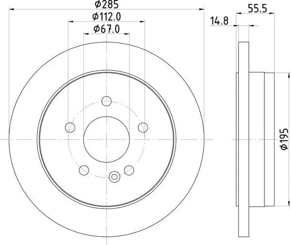 Mintex Brake Discs Rear Solid Set Of 2 MDC1360 285mm - image 4