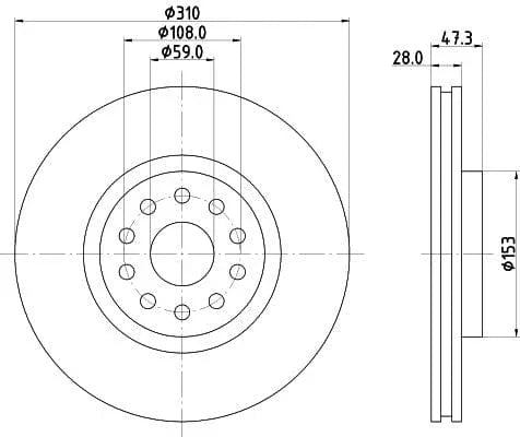 Mintex Brake Discs Front Vented Set Of 2 MDC1393 310mm - image 3