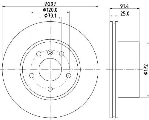 Mintex Brake Discs Front Vented Set Of 2 MDC1445 297mm - image 3
