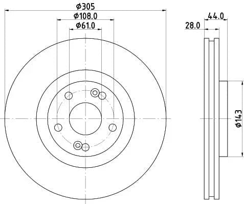 Mintex Brake Discs Front Vented Set Of 2 MDC1532 305mm - image 3
