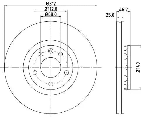 Mintex Brake Discs Front Vented Set Of 2 MDC1540C 312mm - image 3