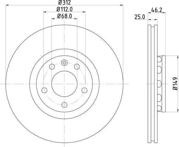 Mintex Brake Discs Front Vented Set Of 2 MDC1540C 312mm - image 4