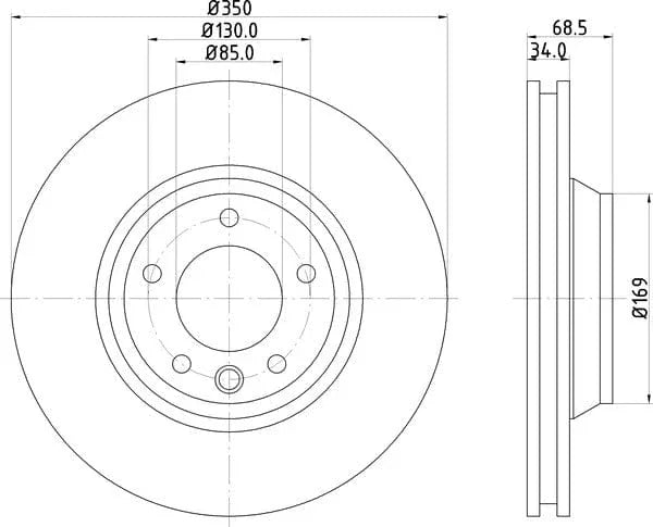 Mintex Brake Discs Front Vented Right Side MDC1611RC 350mm - image 4