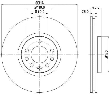 Mintex Brake Discs Front Vented Set Of 2 MDC1674 314mm - image 3