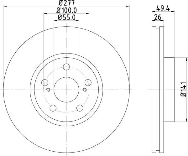 Mintex Brake Discs Front Vented Set Of 2 MDC1694C 277mm - image 4