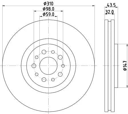 Mintex Brake Discs Front Vented Set Of 2 MDC1712 310mm - image 3