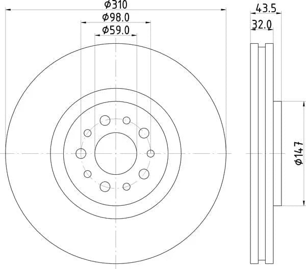 Mintex Brake Discs Front Vented Set Of 2 MDC1712 310mm - image 4