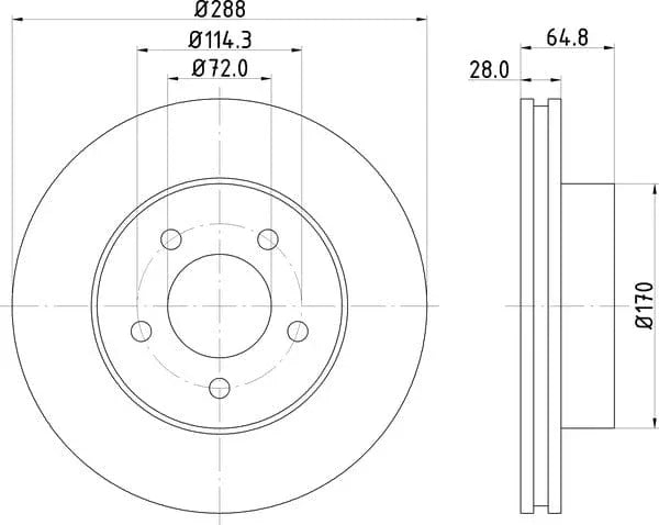 Mintex Brake Discs Front Vented Set Of 2 MDC1724 288mm - image 4