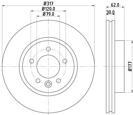 Mintex Brake Discs Front Vented Set Of 2 MDC1727C 317mm - image 3