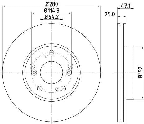 Mintex Brake Discs Front Vented Set Of 2 MDC1738 280mm - image 3