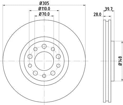 Mintex Brake Discs Front Vented Set Of 2 MDC1739 305mm - image 3