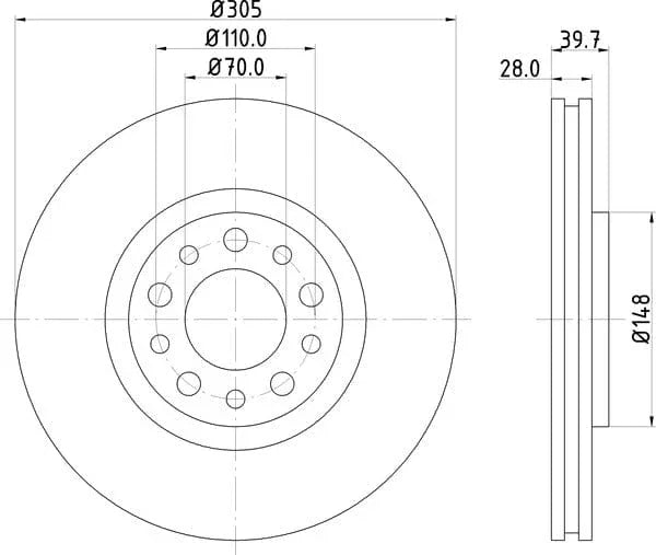 Mintex Brake Discs Front Vented Set Of 2 MDC1739 305mm - image 4