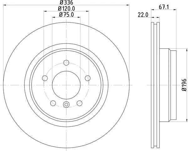 Mintex Brake Discs Rear Vented Set Of 2 MDC1757C 336mm - image 4