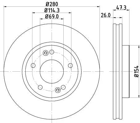 Mintex Brake Discs Front Vented Set Of 2 MDC1780C 280mm - image 3