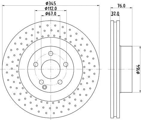 Mintex Brake Discs Front Perforated Vented Set Of 2 MDC1781 344.5 mm Diameter - image 3
