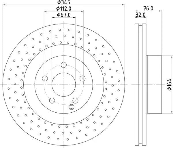 Mintex Brake Discs Front Perforated Vented Set Of 2 MDC1781 344.5 mm Diameter - image 4