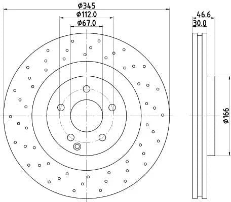 Mintex Brake Discs Front Perforated Vented Set Of 2 MDC1790 345mm - image 3