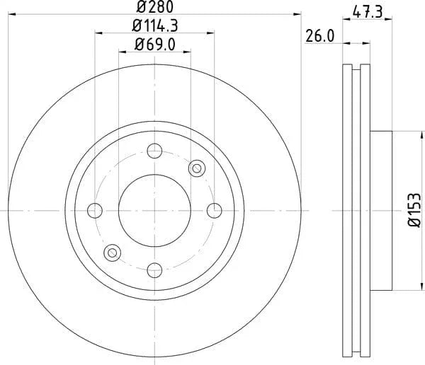 Mintex Brake Discs Front Vented Set Of 2 MDC1812 280mm - image 4