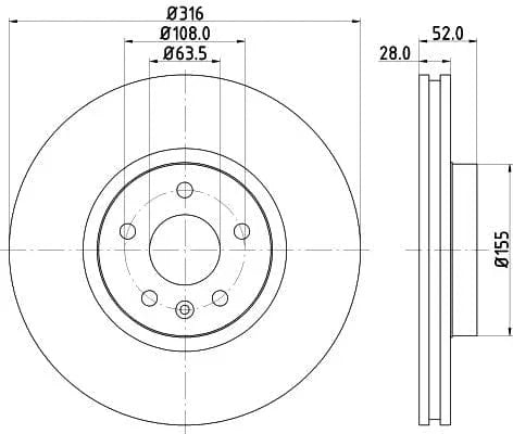 Mintex Brake Discs Front Vented Set Of 2 MDC1828 316mm - image 3