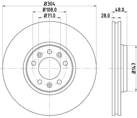 Mintex Brake Discs Front Vented Set Of 2 MDC1848C 304mm - image 3