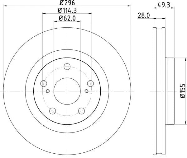 Mintex Brake Discs Front Vented Set Of 2 MDC1850 296mm - image 4