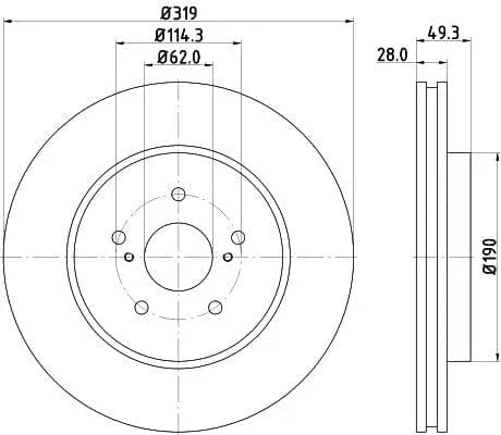 Mintex Brake Discs Front Vented Set Of 2 MDC1856 319mm - image 3