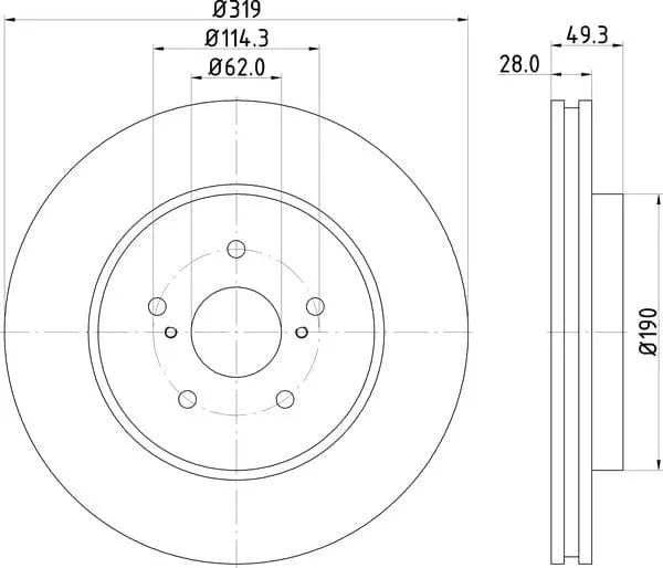 Mintex Brake Discs Front Vented Set Of 2 MDC1856 319mm - image 4