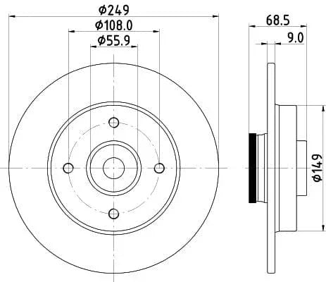 Mintex Brake Discs Rear Solid Set Of 2 MDC1860 249mm - image 3