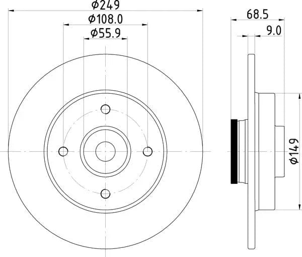 Mintex Brake Discs Rear Solid Set Of 2 MDC1860 249mm - image 4