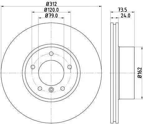 Mintex Brake Discs Front Vented Set Of 2 MDC1912C 312mm - image 3