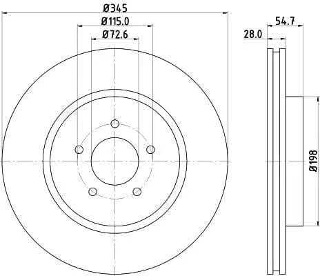 Mintex Brake Discs Front Vented Set Of 2 MDC1928 345mm - image 3