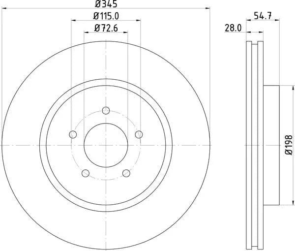Mintex Brake Discs Front Vented Set Of 2 MDC1928 345mm - image 4