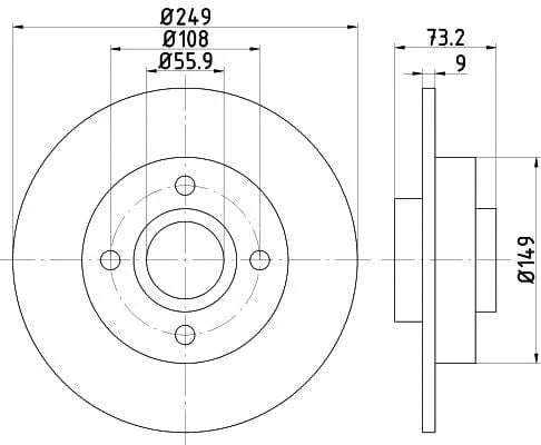 Mintex Brake Discs Rear Solid Set Of 2 MDC2031 249mm - image 3