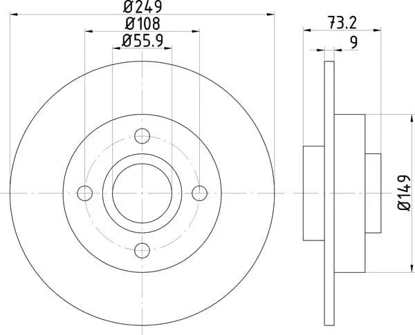 Mintex Brake Discs Rear Solid Set Of 2 MDC2031 249mm - image 4