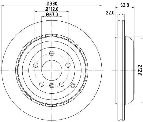 Mintex Brake Discs Rear Vented Set Of 2 MDC2065 330mm - image 3