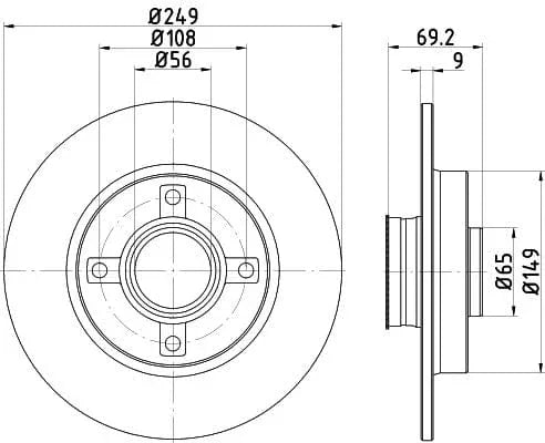 Mintex Brake Discs Rear Solid Set Of 2 MDC2121 249mm - image 3