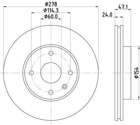 Mintex Brake Discs Front Vented Set Of 2 MDC2233 278mm - image 3