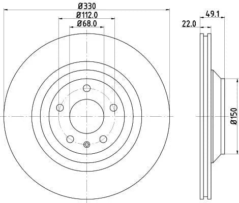 Mintex Brake Discs Rear Vented Set Of 2 MDC2249 330mm - image 3