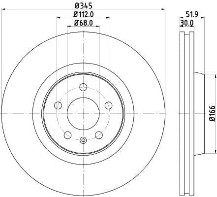 Mintex Brake Discs Front Vented Set Of 2 MDC2262 345mm - image 3