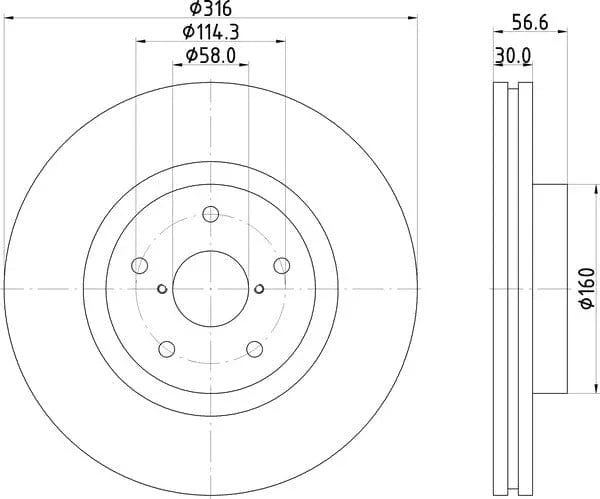 Mintex Brake Discs Front Vented Set Of 2 MDC2289 316mm - image 4