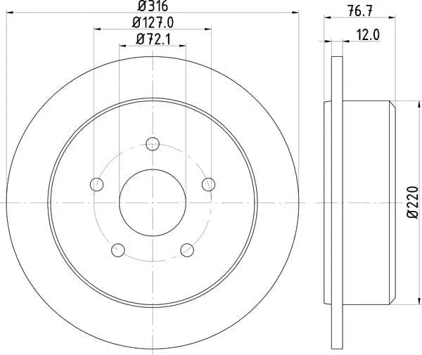 Mintex Brake Discs Rear Solid Set Of 2 MDC2297 316mm - image 4