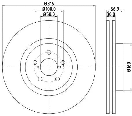 Mintex Brake Discs Front Vented Set Of 2 MDC2339 316mm - image 3