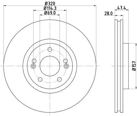 Mintex Brake Discs Front Vented Set Of 2 MDC2343 320mm - image 3