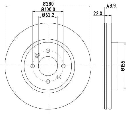 Mintex Brake Discs Front Vented Set Of 2 MDC2362 280mm - image 3