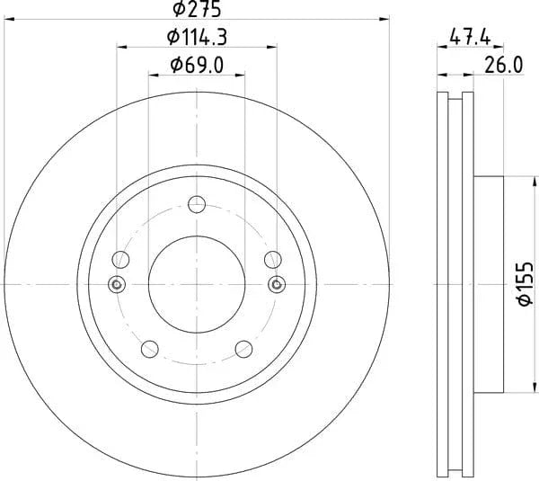 Mintex Brake Discs Front Vented Set Of 2 MDC2372 275mm - image 4