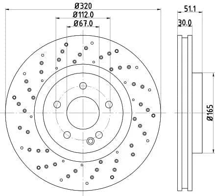 Mintex Brake Discs Front Perforated Vented Set Of 2 MDC2569 320mm - image 3