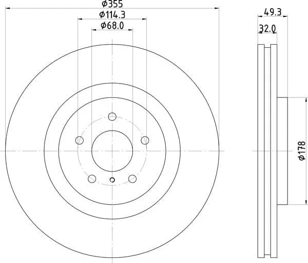 Mintex Brake Discs Front Vented Set Of 2 MDC2598 355mm - image 4