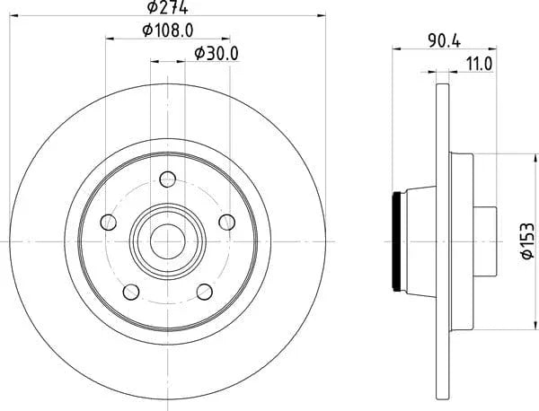 Mintex Brake Discs Rear Solid Set Of 2 MDC2614 274mm - image 4