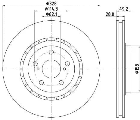 Mintex Brake Discs Front Vented Set Of 2 MDC2629 328mm - image 3