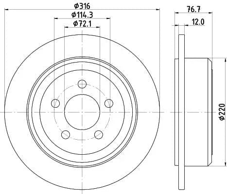 Mintex Brake Discs Rear Solid Set Of 2 MDC2636 316mm - image 3